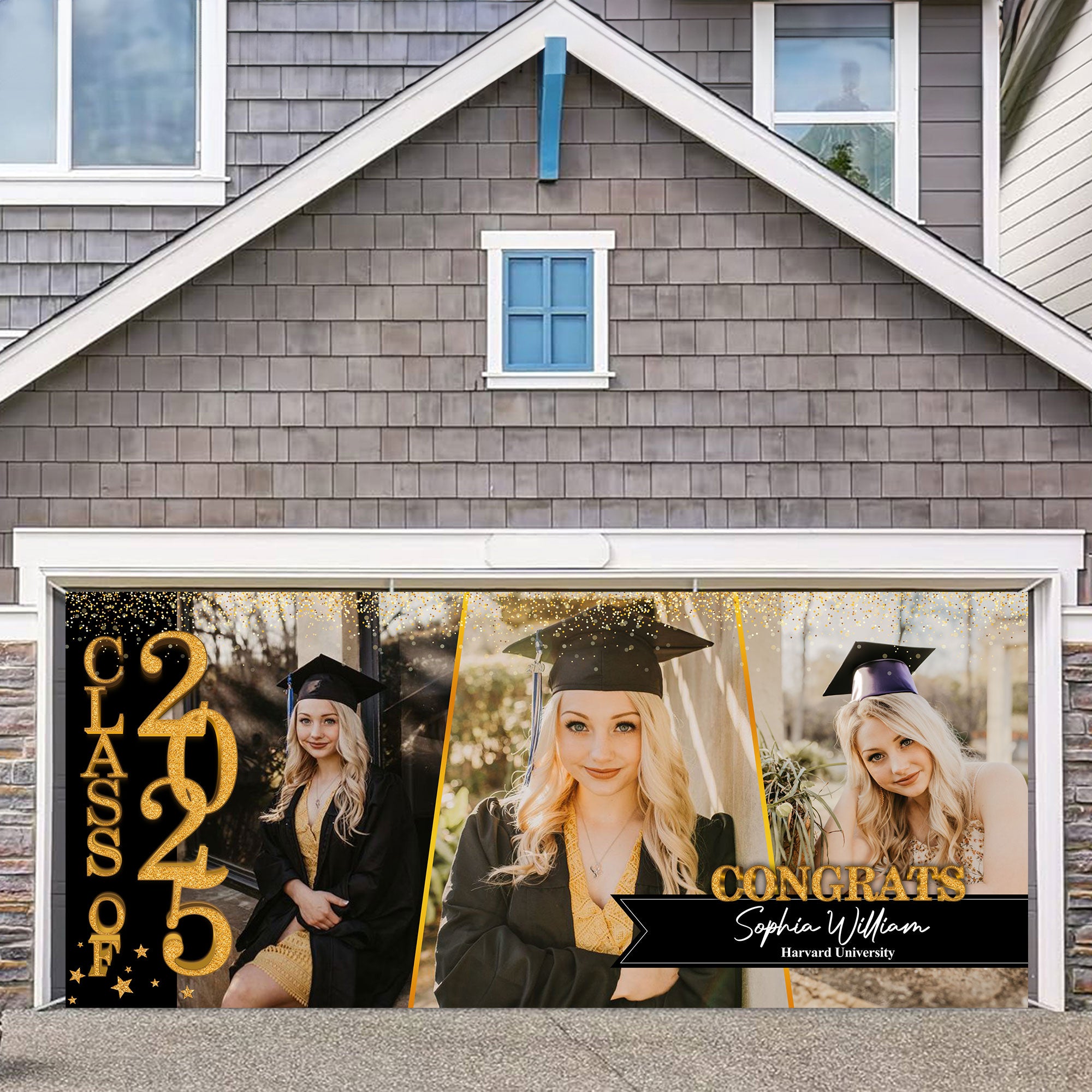 Evridwear GIitter Styles 2025 Congratulations Class Of 2025 - Graduation Garage Door Decorations, Single Garage, Garage Door Banner Covers - Garage Door Banner Decorations