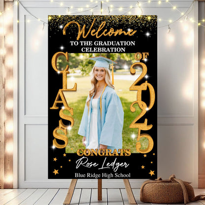 Class Of 2025 - Graduation Party Welcome Sign - Custom Photo Grad Party Sign - Personalized Graduation Decoration