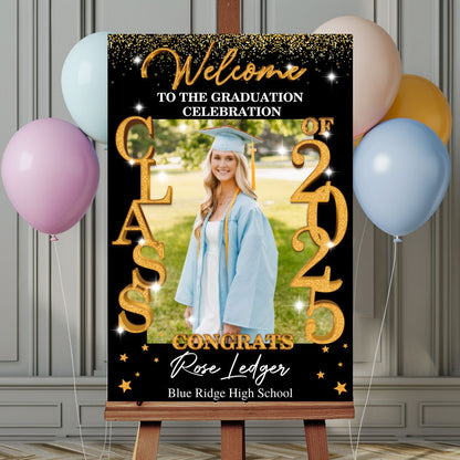 Class Of 2025 - Graduation Party Welcome Sign - Custom Photo Grad Party Sign - Personalized Graduation Decoration