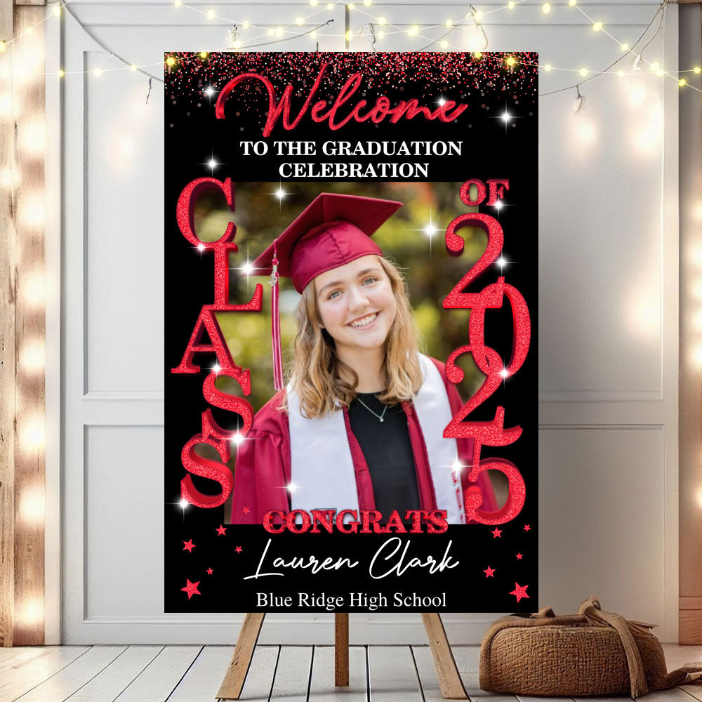 Class Of 2025 - Graduation Party Welcome Sign - Custom Photo Grad Party Sign - Personalized Graduation Decoration