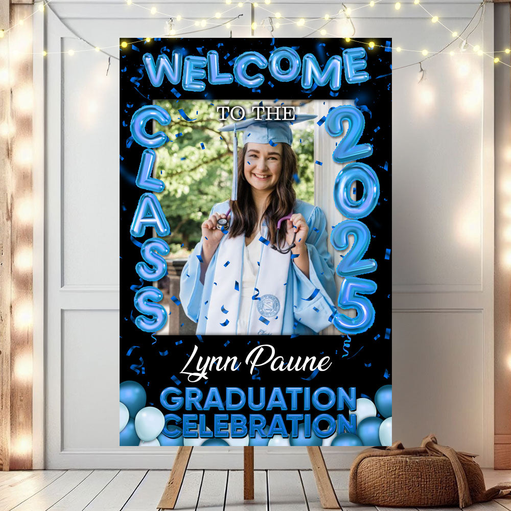 Bubble Styles Class Of 2025 - Graduation Party Welcome Sign - Custom Photo Grad Party Sign - Personalized Graduation Decoration