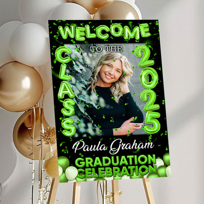 Bubble Styles Class Of 2025 - Graduation Party Welcome Sign - Custom Photo Grad Party Sign - Personalized Graduation Decoration