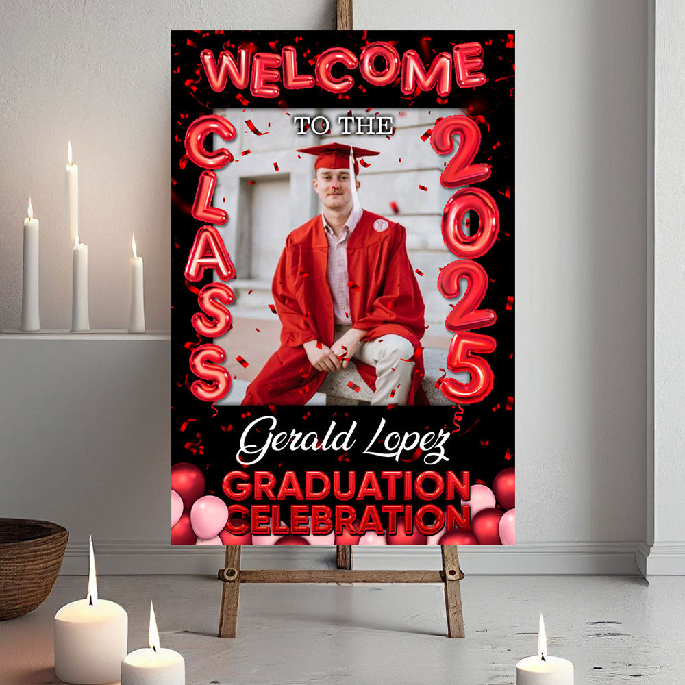 Bubble Styles Class Of 2025 - Graduation Party Welcome Sign - Custom Photo Grad Party Sign - Personalized Graduation Decoration