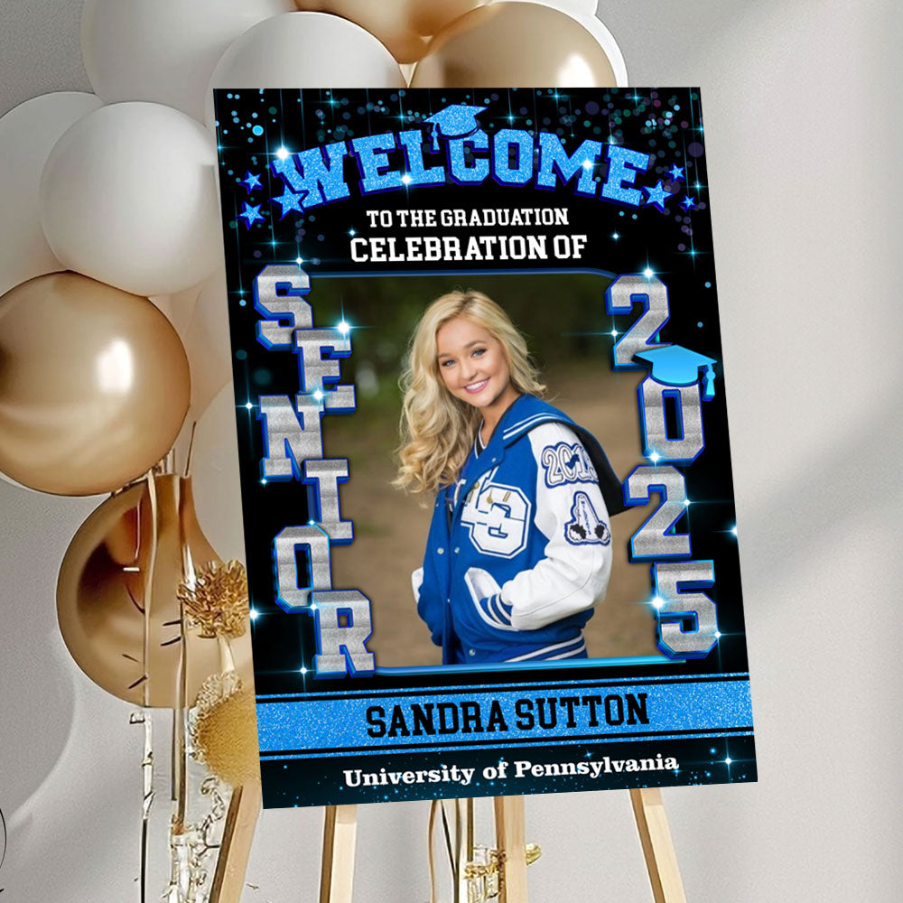 Senior 2025 - Graduation Party Welcome Sign - Custom Photo Grad Party Sign - Personalized Graduation Decoration