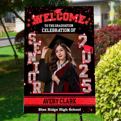 Senior 2025 - Graduation Party Welcome Sign - Custom Photo Grad Party Sign - Personalized Graduation Decoration