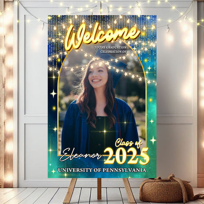 Graduation Light Welcome Sign - Custom Class Of 2025 Graduation Party Welcome Sign - Wildflower Graduation Party Welcome Sign