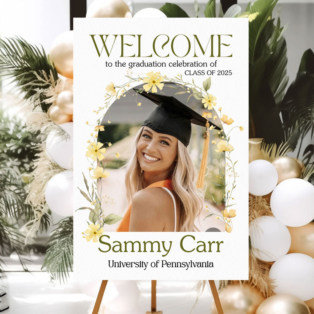 Wildflower Welcome Sign - Custom Class Of 2025 Graduation Party Welcome Sign - Wildflower Graduation Party Welcome Sign