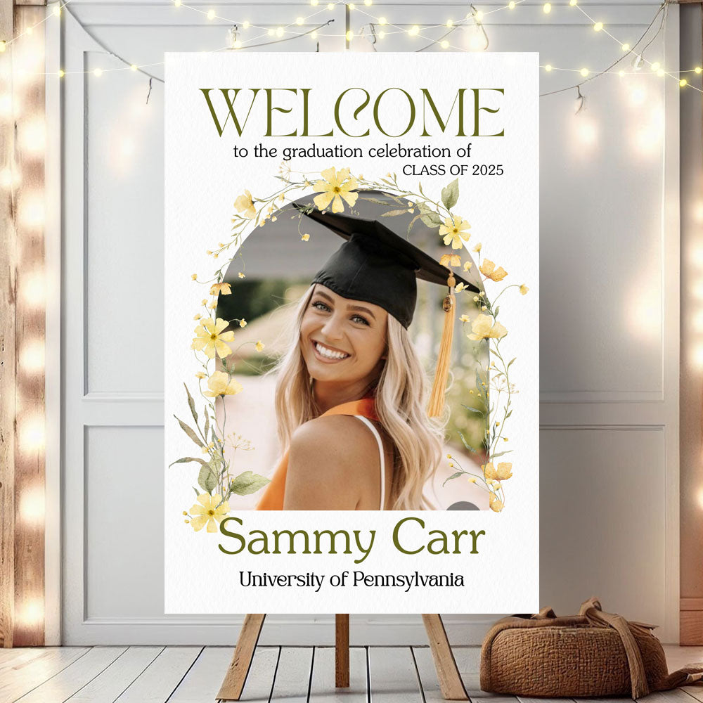 Wildflower Welcome Sign - Custom Class Of 2025 Graduation Party Welcome Sign - Wildflower Graduation Party Welcome Sign