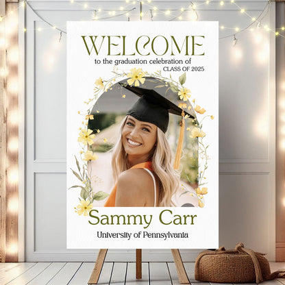 Wildflower Welcome Sign - Custom Class Of 2025 Graduation Party Welcome Sign - Wildflower Graduation Party Welcome Sign