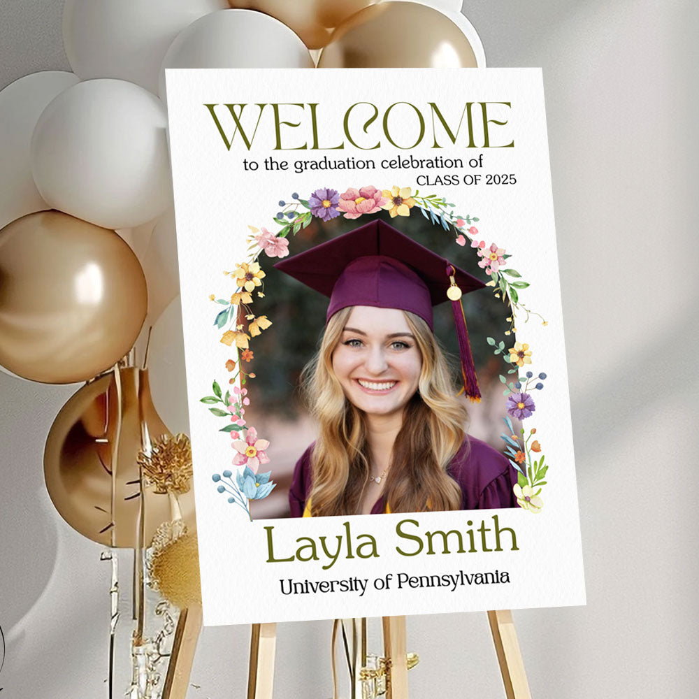 Wildflower Welcome Sign - Custom Class Of 2025 Graduation Party Welcome Sign - Wildflower Graduation Party Welcome Sign