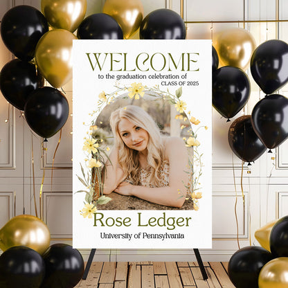 Wildflower Welcome Sign - Custom Class Of 2025 Graduation Party Welcome Sign - Wildflower Graduation Party Welcome Sign