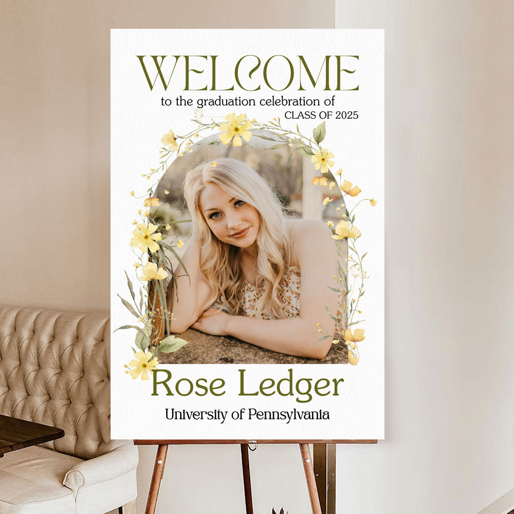 Wildflower Welcome Sign - Custom Class Of 2025 Graduation Party Welcome Sign - Wildflower Graduation Party Welcome Sign