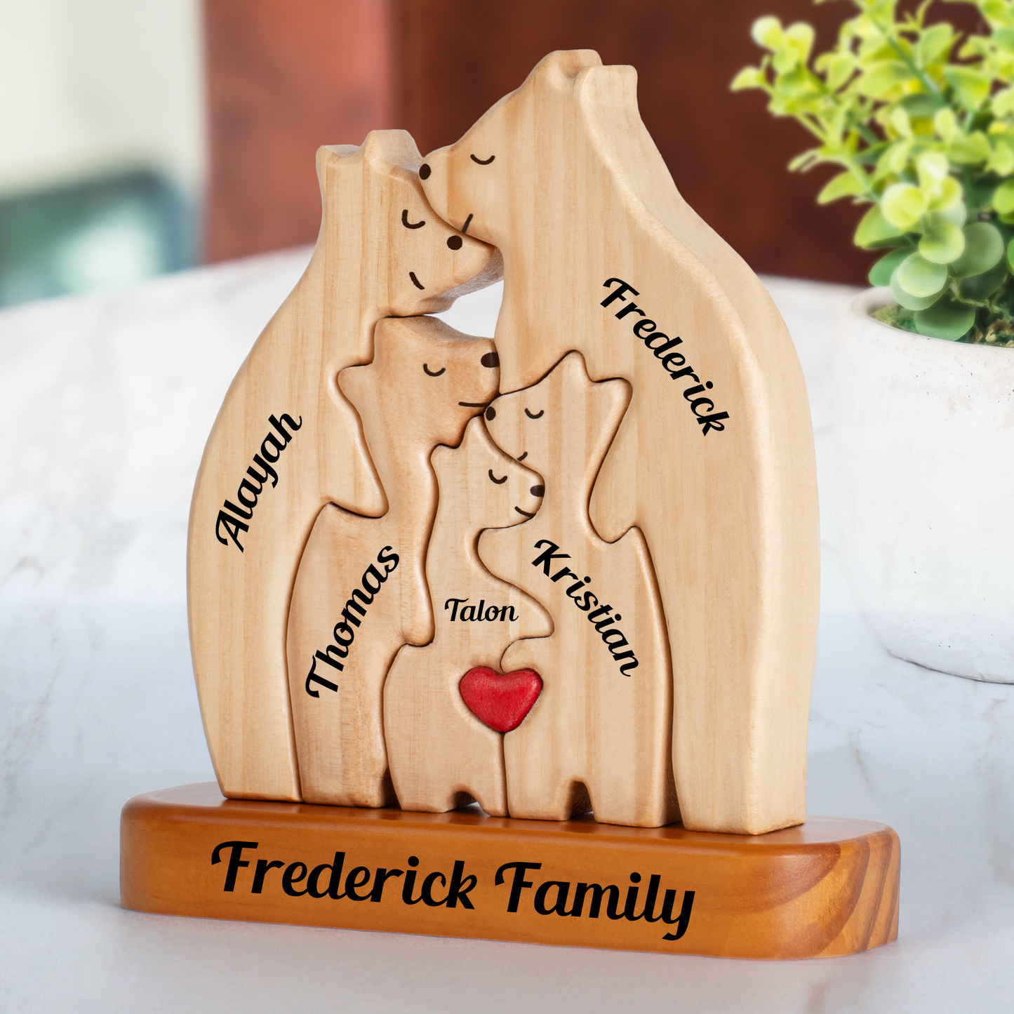 Wooden Bears Family Puzzle with Pets, Members Mini Dogs & Cats- Puzzle Wooden Bears Pet Family