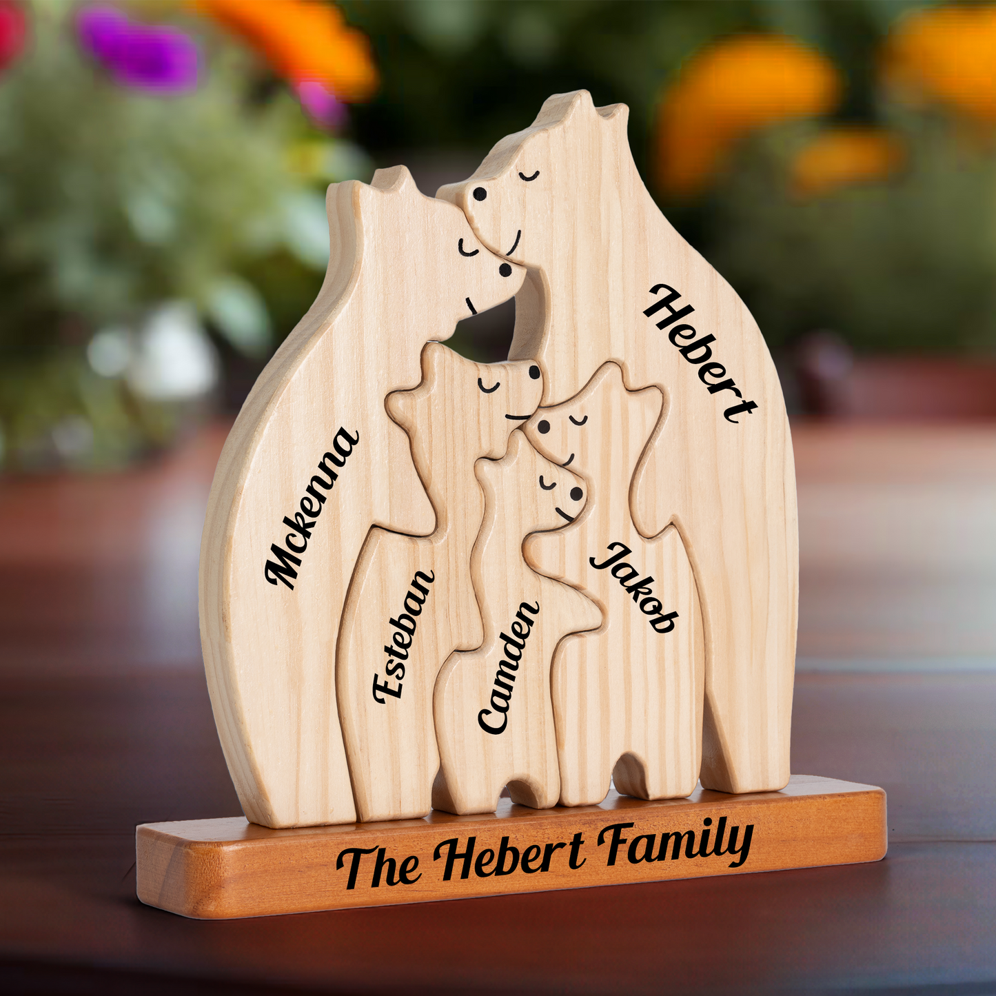 Big Size Wooden Bears Family - Puzzle Wooden Bears Family - Wooden Pet Carvings