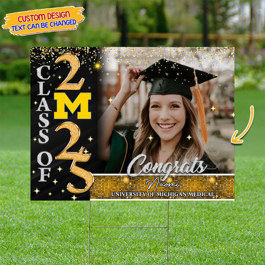 Custom Graduation 2025 Yard Sign with Metal H-Stake - Personalized Graduation Lawn Sign - Class of 2025