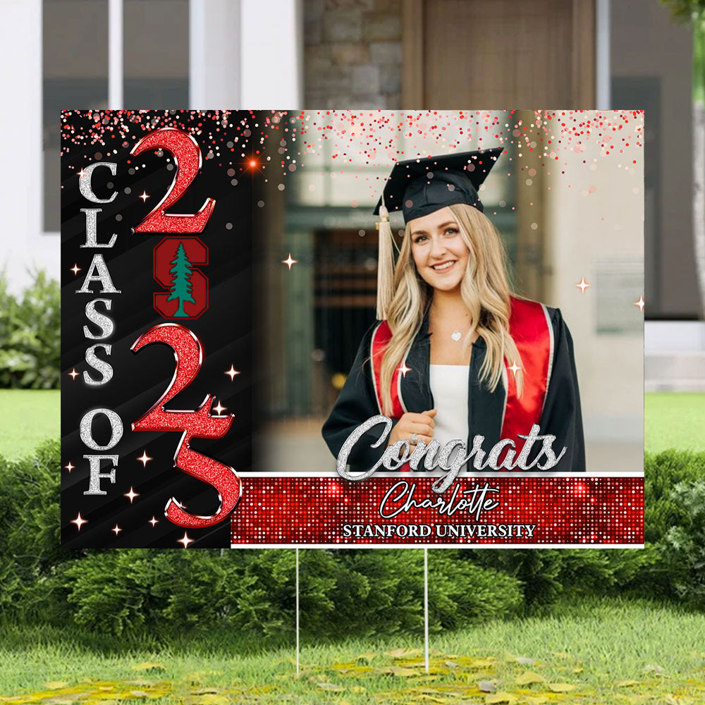 Custom Graduation 2025 Yard Sign with Metal H-Stake - Personalized Graduation Lawn Sign - Class of 2025