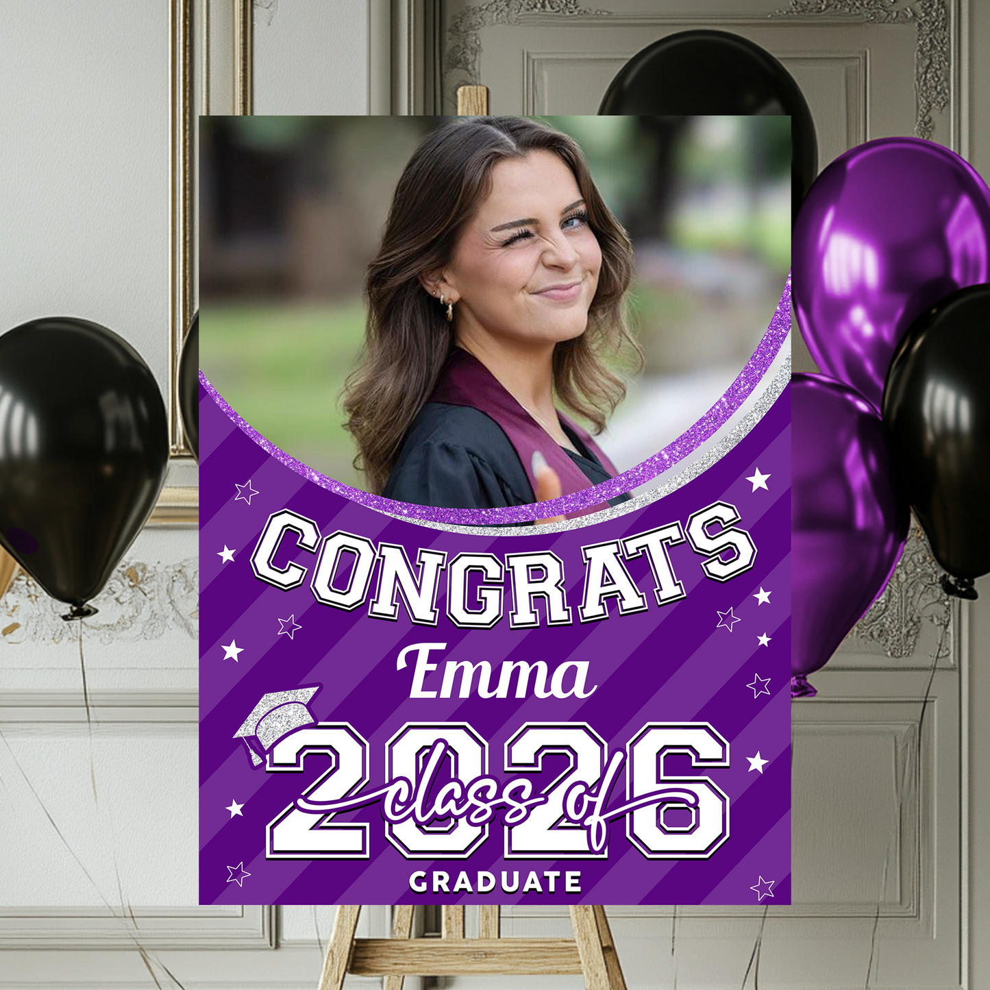 Class Of 2026 Welcome Sign - Custom Photo Grad Party Sign - Personalized Graduation Decoration