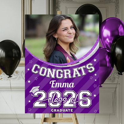 Class Of 2026 Welcome Sign - Custom Photo Grad Party Sign - Personalized Graduation Decoration