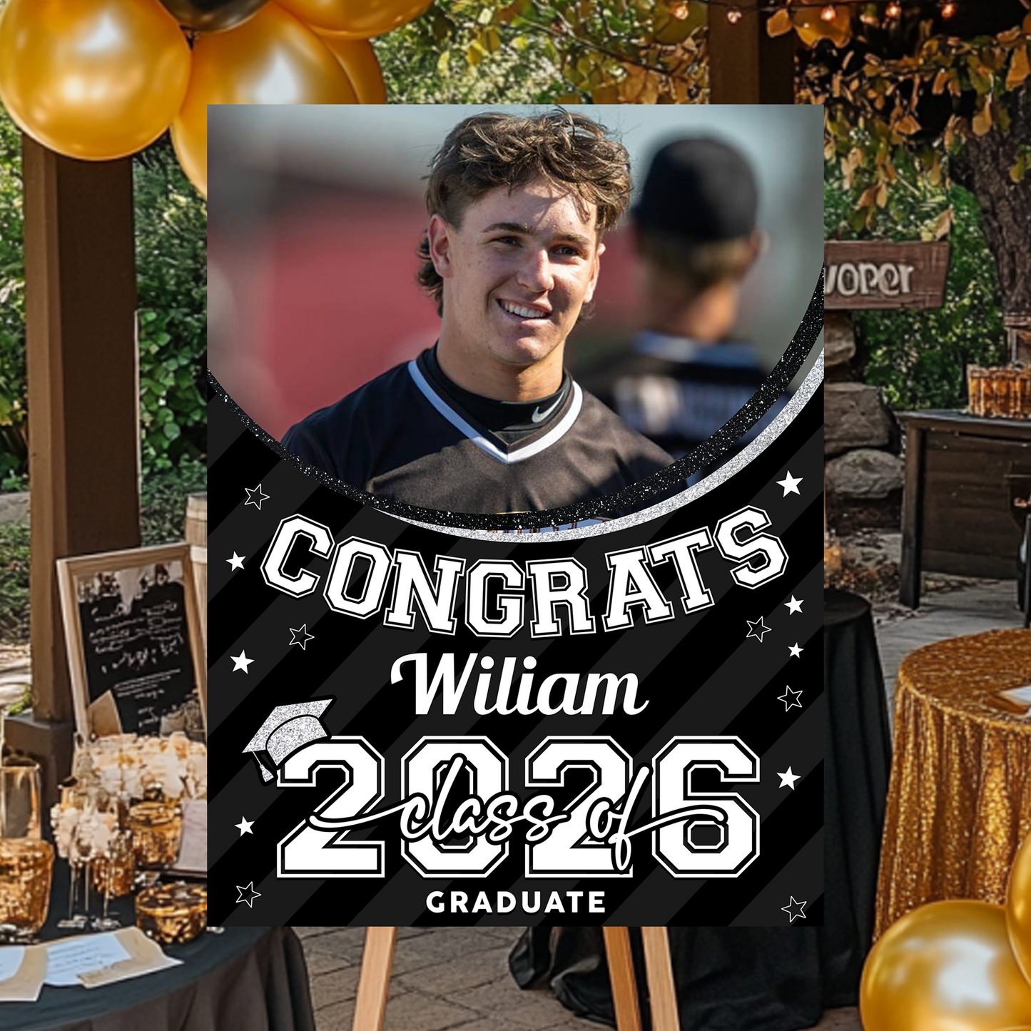 Class Of 2026 Welcome Sign - Custom Photo Grad Party Sign - Personalized Graduation Decoration