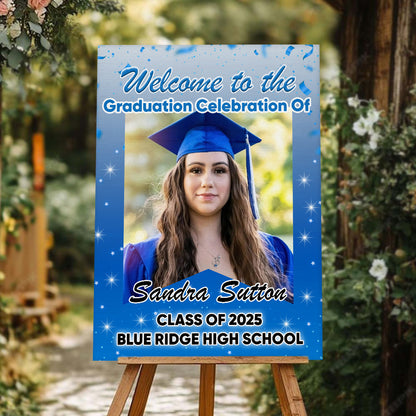 Custom Class Of 2025 Red Star - Graduation Party Welcome Sign - Custom Photo Grad Party Sign - Personalized Graduation Decoration - Graduation Poster