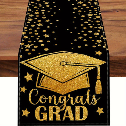 Graduation Black and Gold Star Tablecloth Dining Table Home Decoration