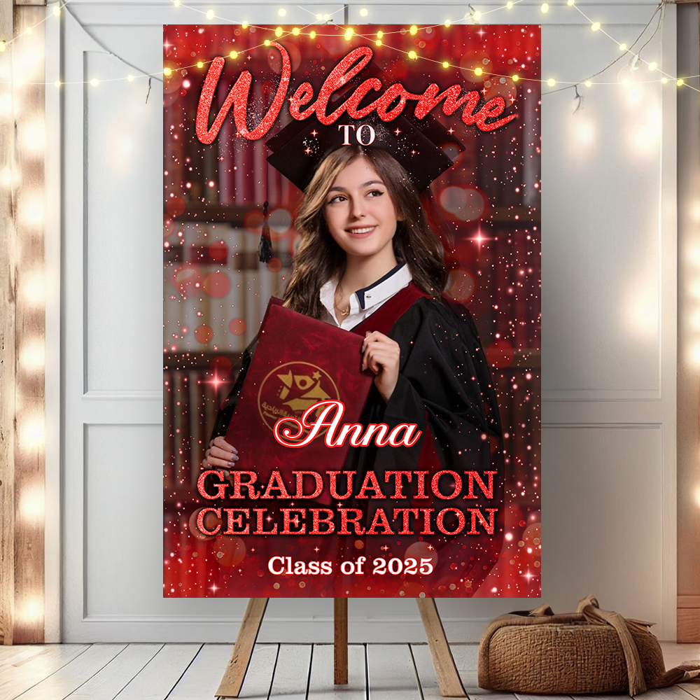 Custom Class Of 2025 - Graduation Party Welcome Sign - Custom Photo Grad Party Sign - Personalized Graduation Sign for Party