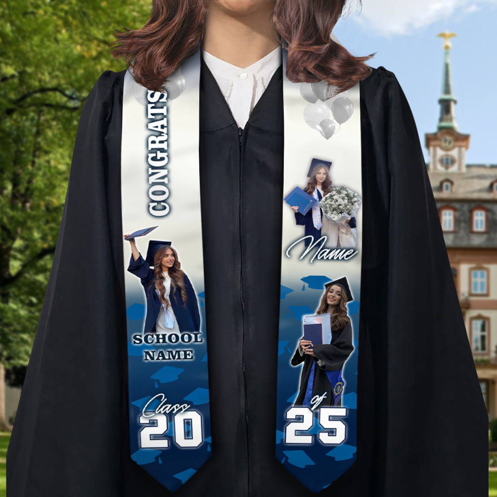 Congrats Graduatoion - Custom Graduation Stoles with Photo - Graduation Gift