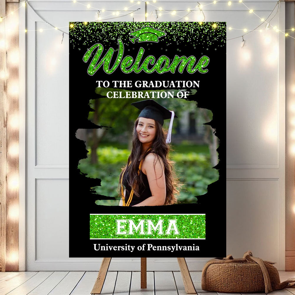 Congrats Graduation Class Of 2025 - Graduation Party Welcome Sign - Custom Photo Grad Party Sign - Personalized Graduation Decoration