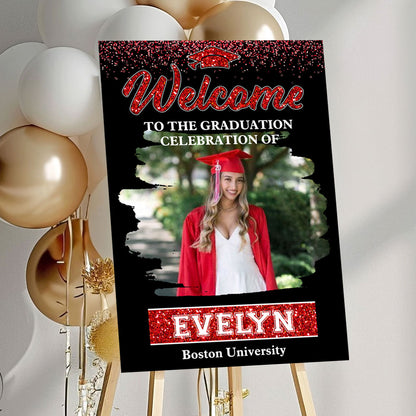 Congrats Graduation Class Of 2025 - Graduation Party Welcome Sign - Custom Photo Grad Party Sign - Personalized Graduation Decoration