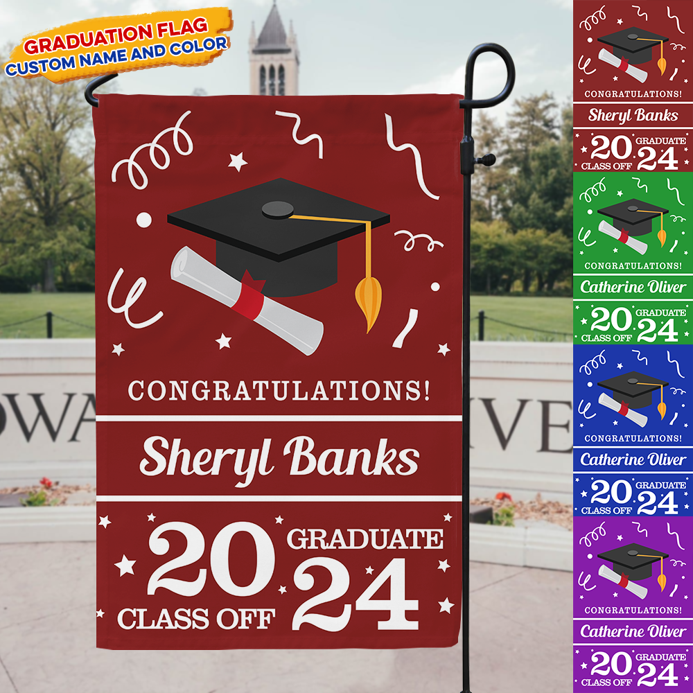 Custom Graduation Flag, Graduate Yard Sign, College Grad Flag, College Class of 2024 Grad Flag, Personalized College Yard Flag