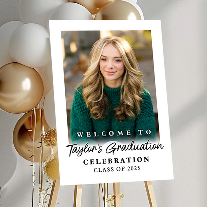 Custom Class Of 2026 White Background- Graduation Party Welcome Sign - Custom Photo Grad Party Sign - Personalized Graduation Decoration - Graduation Poster