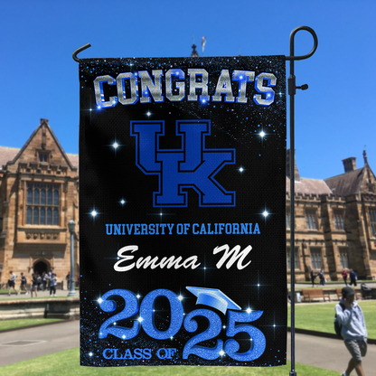 Custom School Logo Class Of 2025 Glitter Graduation Garden Flag, Perfect Gift for Graduates - Graduation Decoration