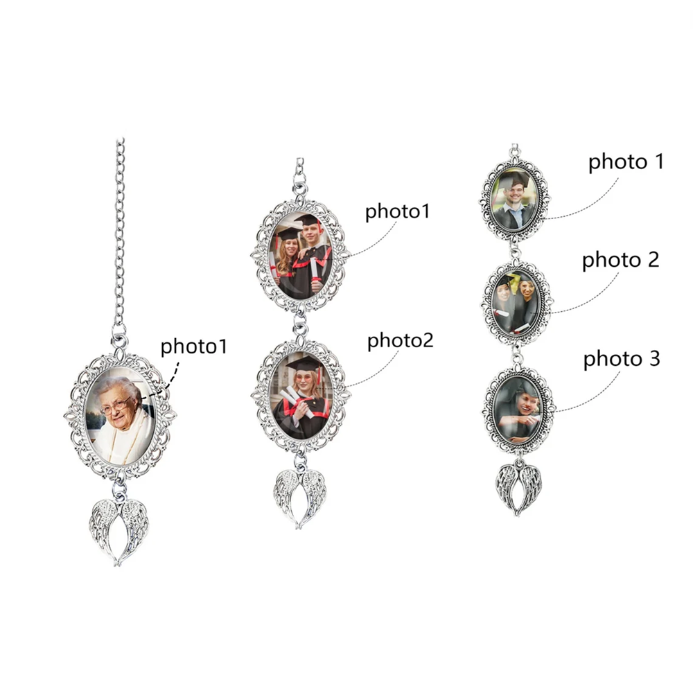 Personalized Graduation Tassel with 1-3 Photo - Custom Photo Charm With Angel Wings Graduation Tassel