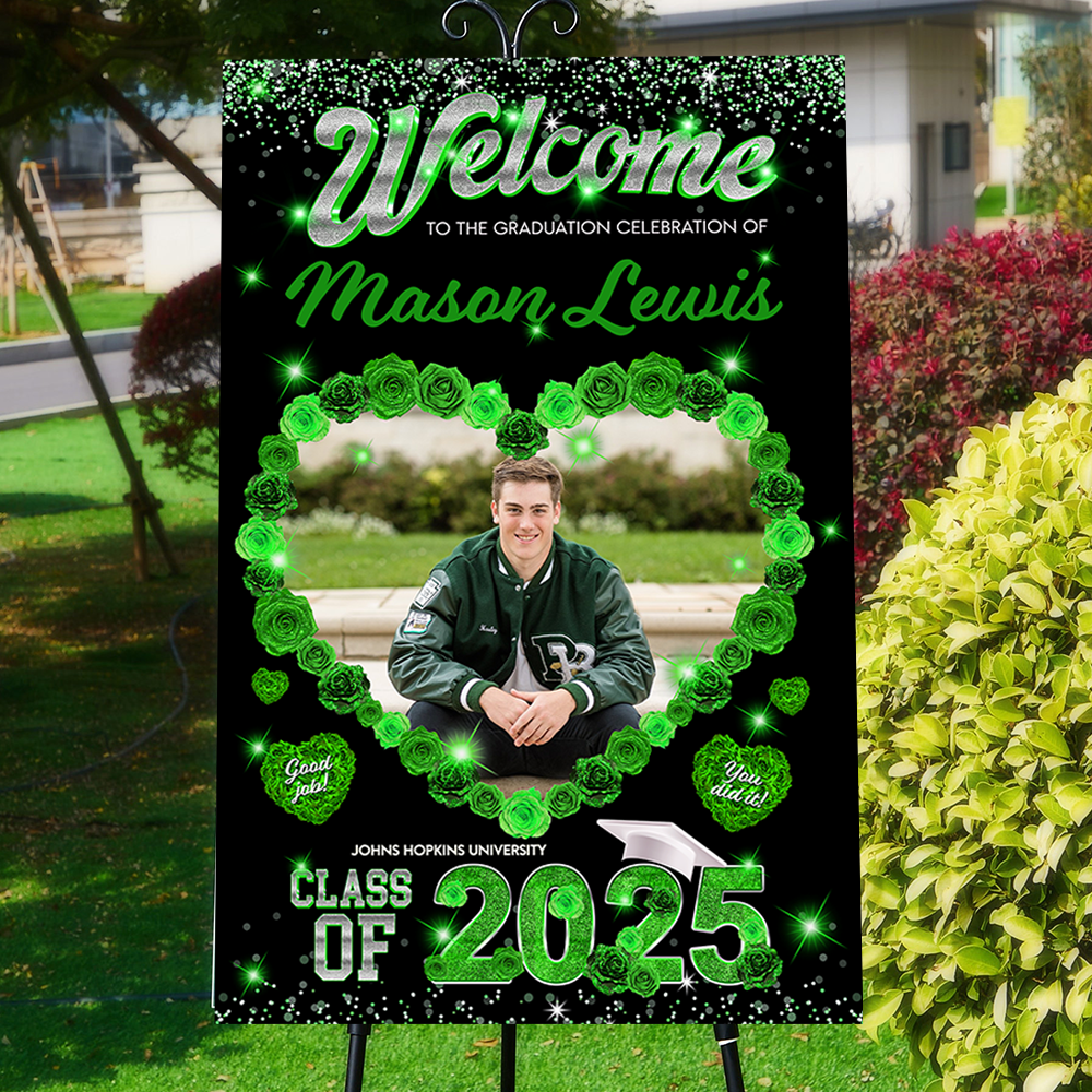 Rose Class Of 2025 Custom Photo - Graduation Party Welcome Sign - Custom Photo Grad Party Sign - Personalized Graduation Decoration - Graduation Poster