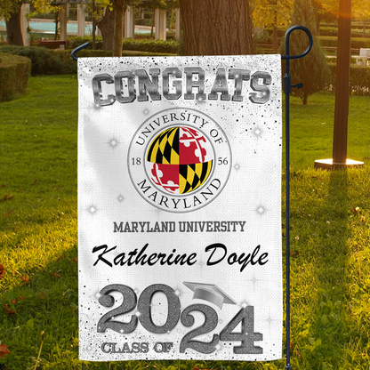 Custom School Logo Class Of 2025 Glitter Graduation Garden Flag, Perfect Gift for Graduates - Graduation Decoration