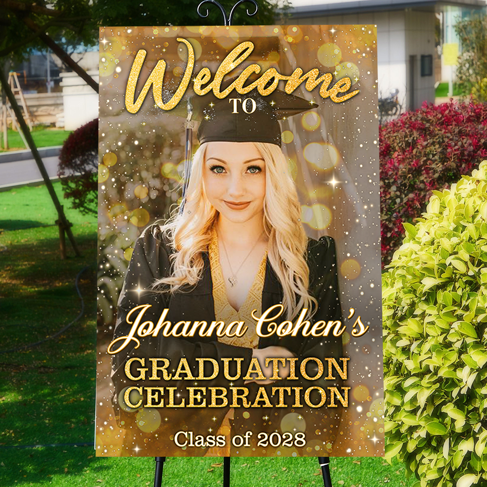 Custom Class Of 2024 - Graduation Party Welcome Sign - Custom Photo Grad Party Sign - Personalized Graduation Sign for Party