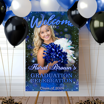 Custom Class Of 2025 - Graduation Party Welcome Sign - Custom Photo Grad Party Sign - Personalized Graduation Sign for Party