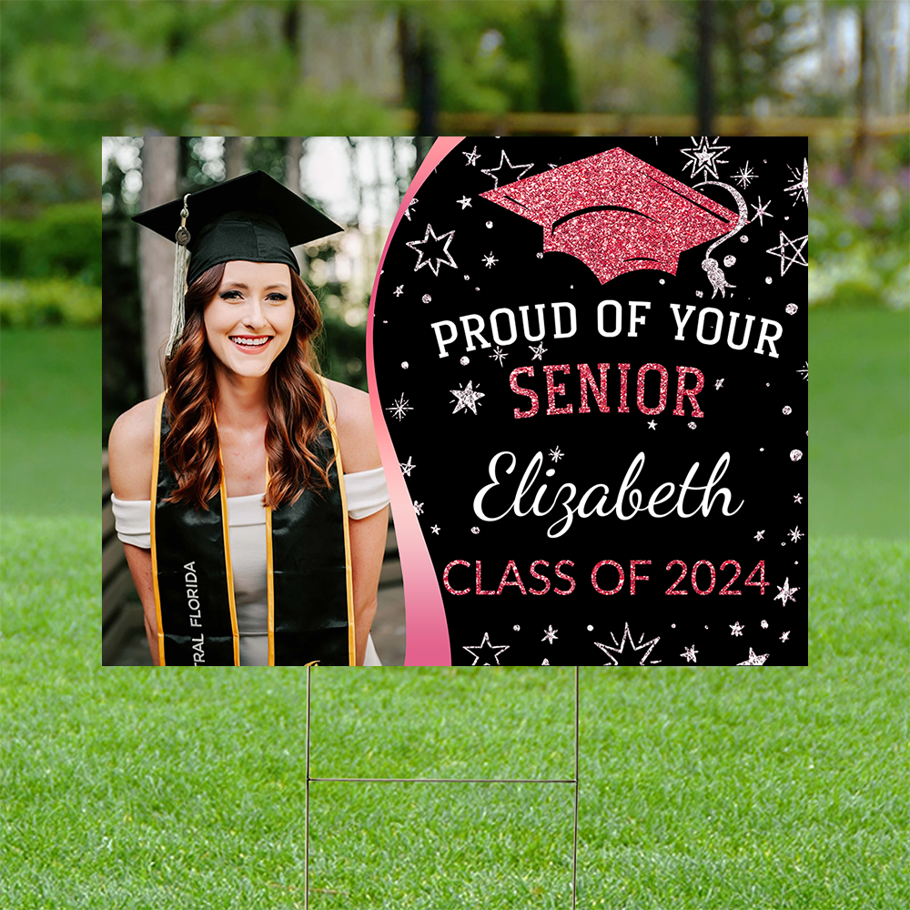 Personalized Proud Of Our Senior Class Of 2024 Graduation Lawn Sign With Stake, Graduation Gift