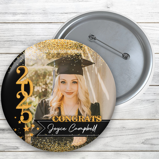 Personalized Photo Class Of 2025 Badge Pin Button - Graduation Gift