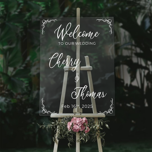 Clear Acrylic Wedding Welcome Sign - Modern Wedding Welcome Sign - Wedding Signs - Wedding Entrance Sign