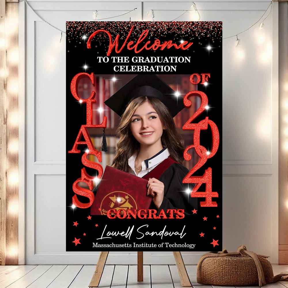 Class Of 2024 - Graduation Party Welcome Sign - Custom Photo Grad Party Sign - Personalized Graduation Decoration