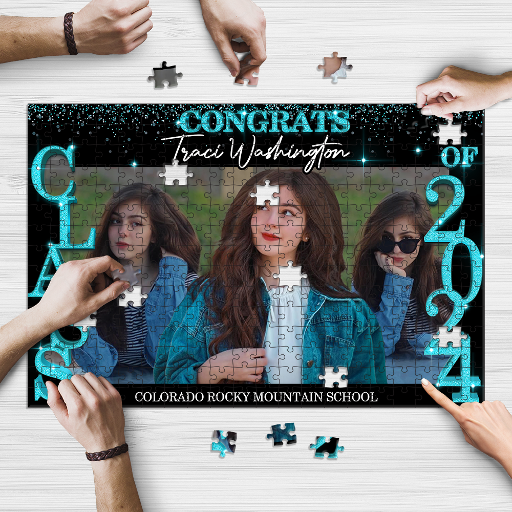 Glitter Personalized Puzzle Make A Puzzle With Your Graduation Photos - Jigsaw Puzzle Picture Puzzle for Graduation- Graduation Gift