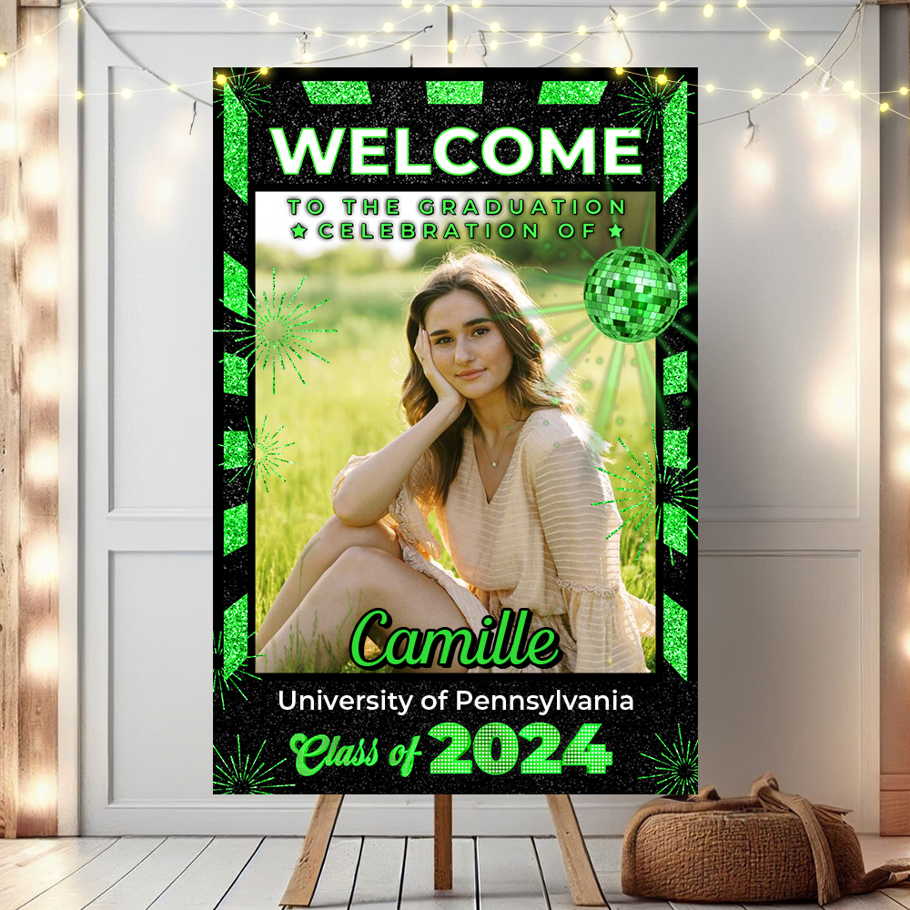 Future Ticket Welcome Sign - Custom Class Of 2024 Graduation Party Welcome Sign - Wildflower Graduation Party Welcome Sign