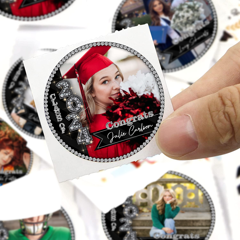 Diamond Congrats Graduation Gift Ideas Class Of 2024 - Perforated Roll Stickers - Graduation Decorations