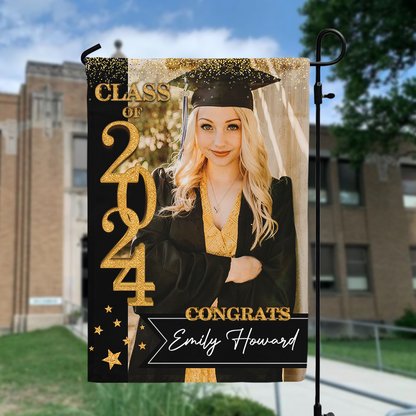 Custom Class Of 2025 Glitter Graduation Garden Flag, Perfect Gift for Graduates - Graduation Decoration