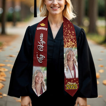 Congrats Graduation Stoles with Photo, Special Graduation Gift, Graduation Sash Class of 2025 with Photos Pictures