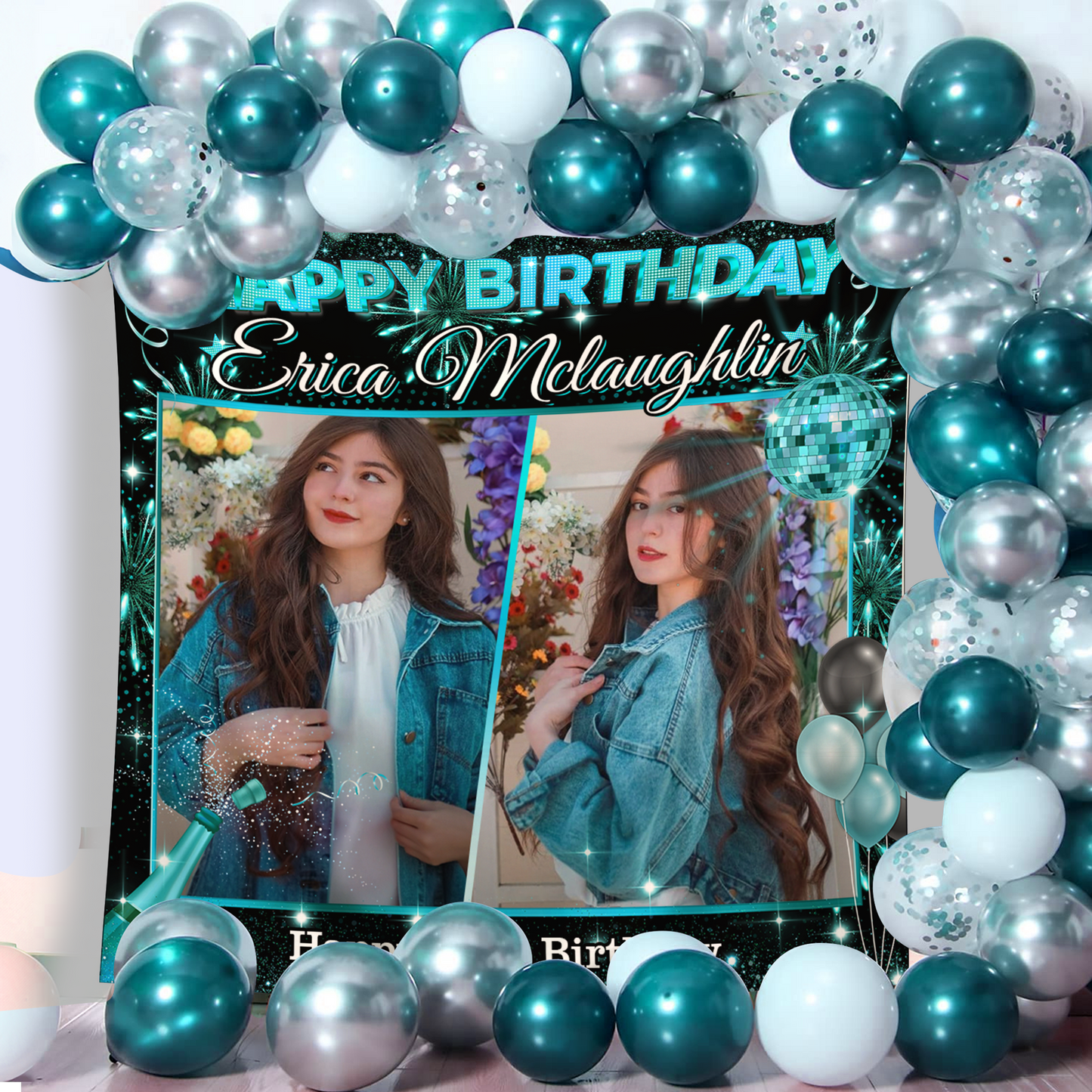 Custom Photo Birthday Backdrop - Personalized Custom Birthday Backdrop - Birthday Party Backdrop