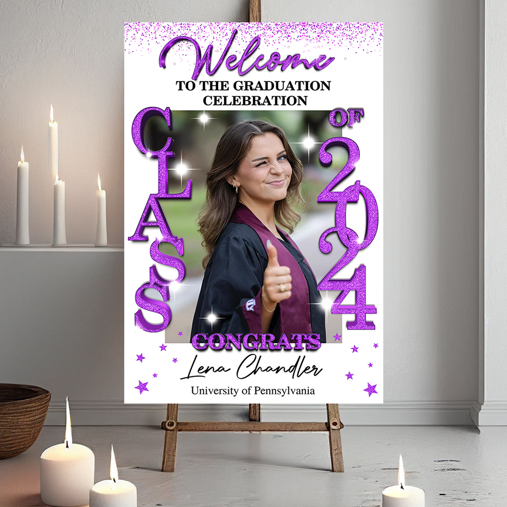 Class Of 2024 - Graduation Party Welcome Sign - Custom Photo Grad Party Sign - Personalized Graduation Decoration