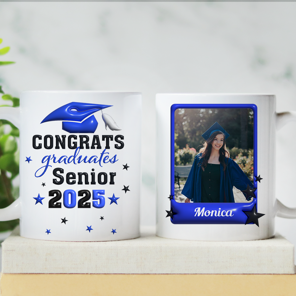 Congrats Graduates Senior 2025 Custom Photo Mug - Graduation Gift - Personalized Custom Mug