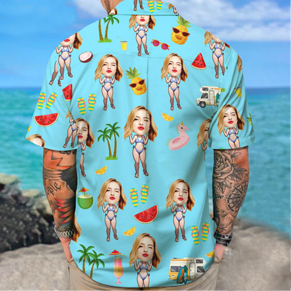 Custom Face Hawaiian Shirt - Personalized Hawaii Shirt with Any Images - Custom Beach Shirt Custom Couple Shirt